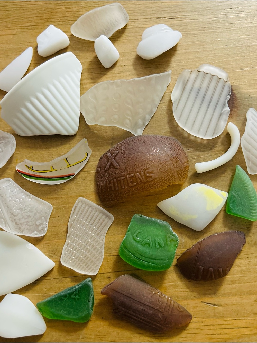 Glass Art Sea Glass Mix - White, Green, Brown Decorative Accents